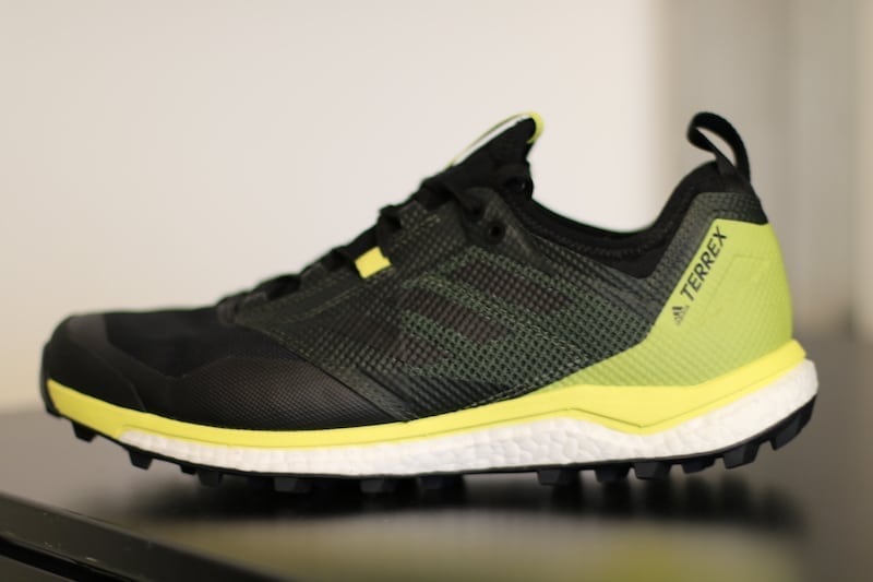 adidas Terrex outdoor sneakers closeup black and yellow