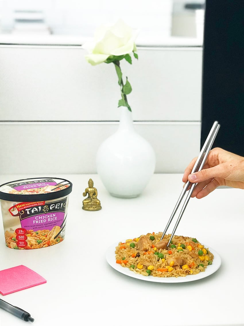 Chicken Fried Rice - Being Eaten with Chopsticks