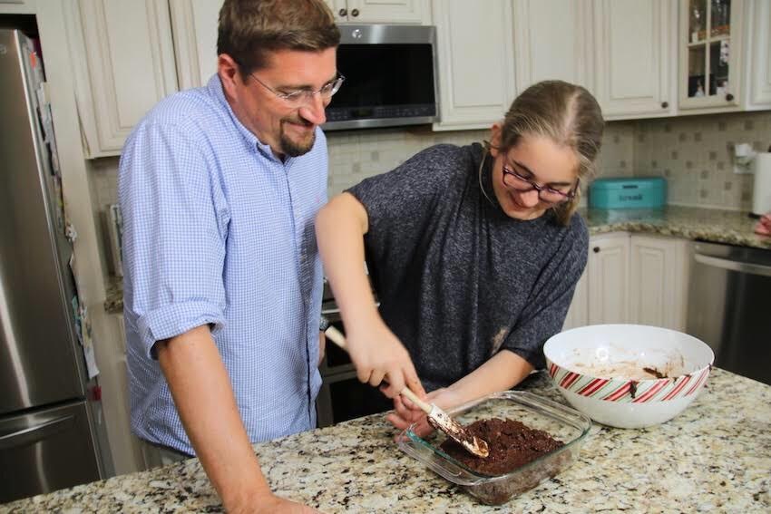 Premier Protein Brownie Recipe - pouring batter in pan 2