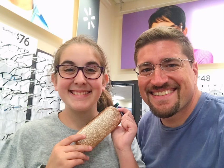 Walmart Vision Center new glasses - father and daughter