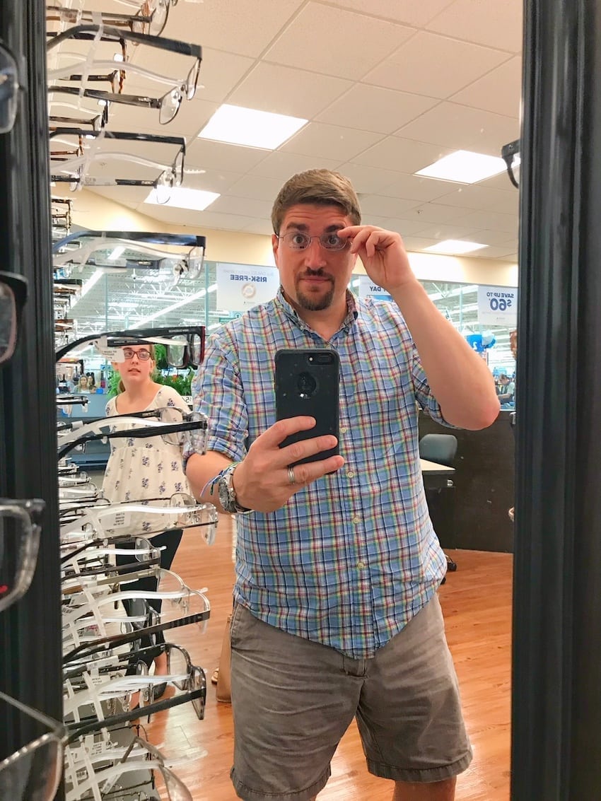 Walmart Vision Center - trying on new glasses