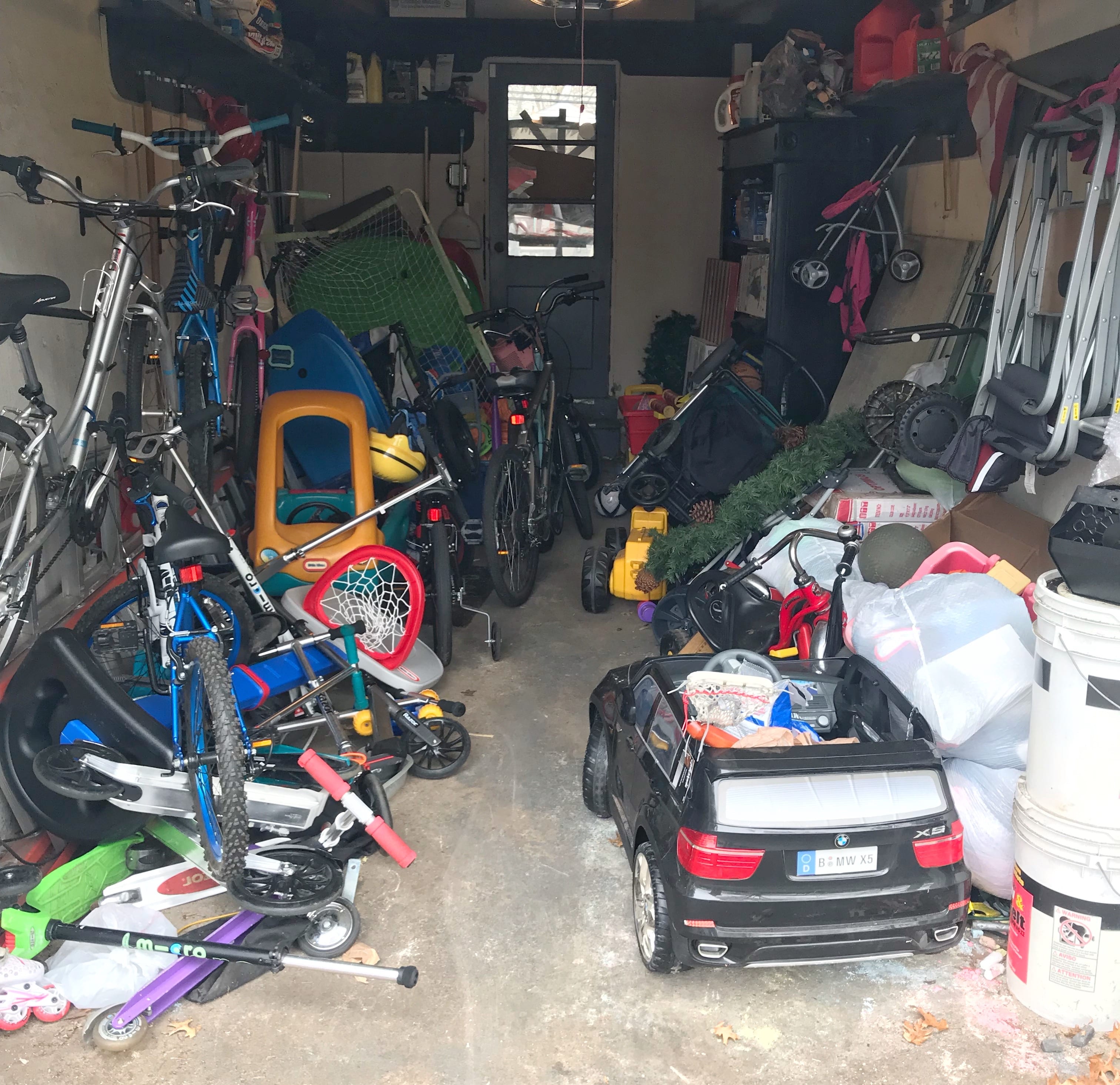 messy garage full